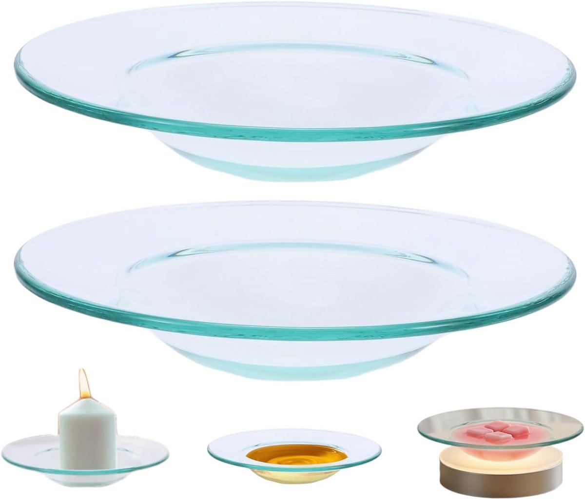 SnelShoppen - 2 Stuks Reserveschalen Hittebestendig Transparant Glas voor Wasverwarmer, Aromatherapie, Geurlampen, Oliehouder, Schoteltje voor Etheris