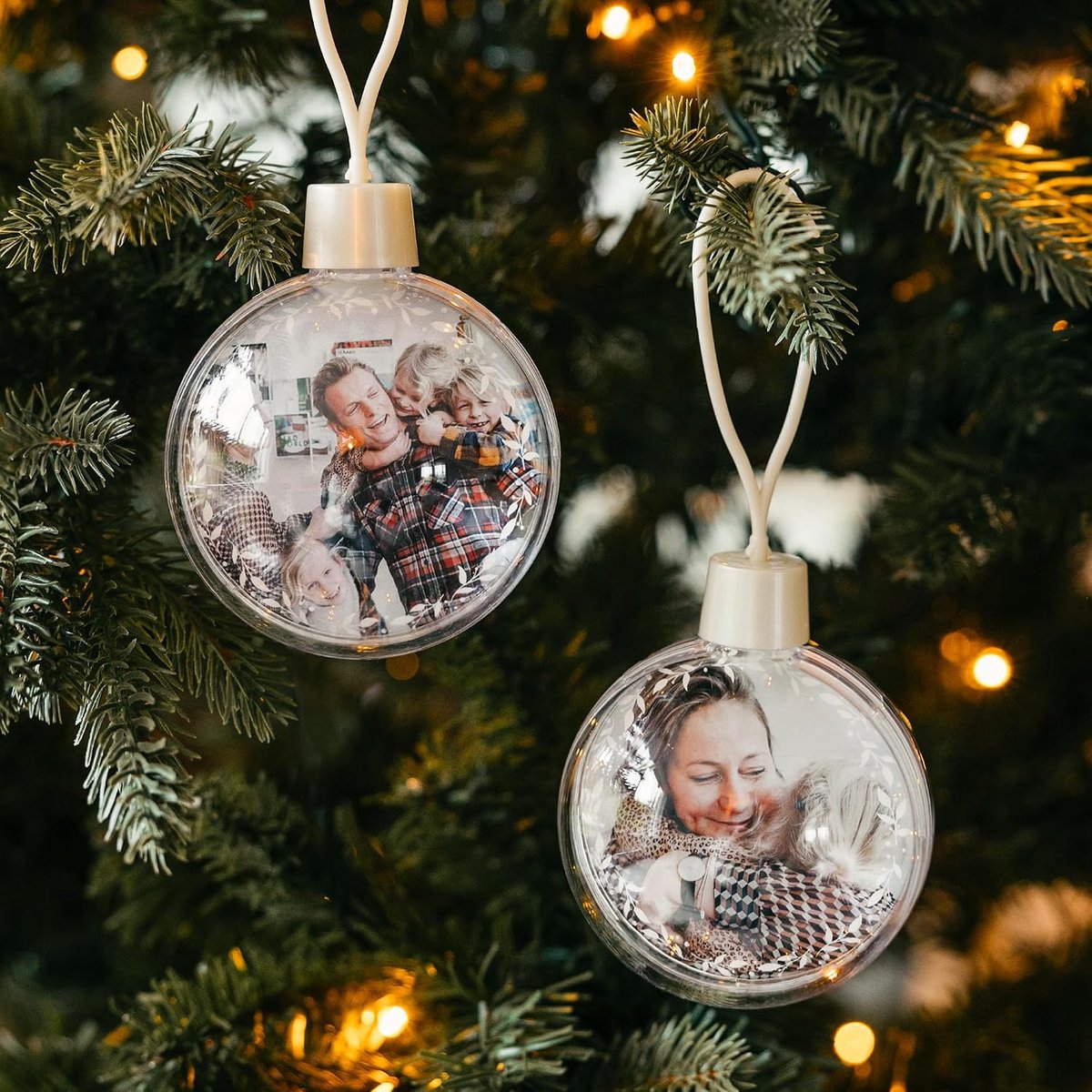 Kerstbal - Transparant - 2 Stuks - Personaliseren met Foto - Uniek Kerstcadeau - ShopVlot