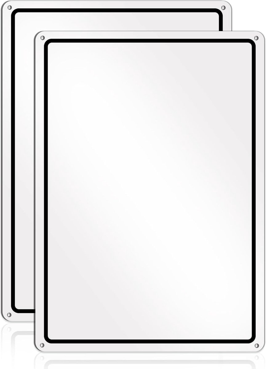 Aluminium Bord 25x35cm - Wit met Zwart Frame - Blank Sign - Ideaal voor DIY of Berichtgeving - ShopVlot