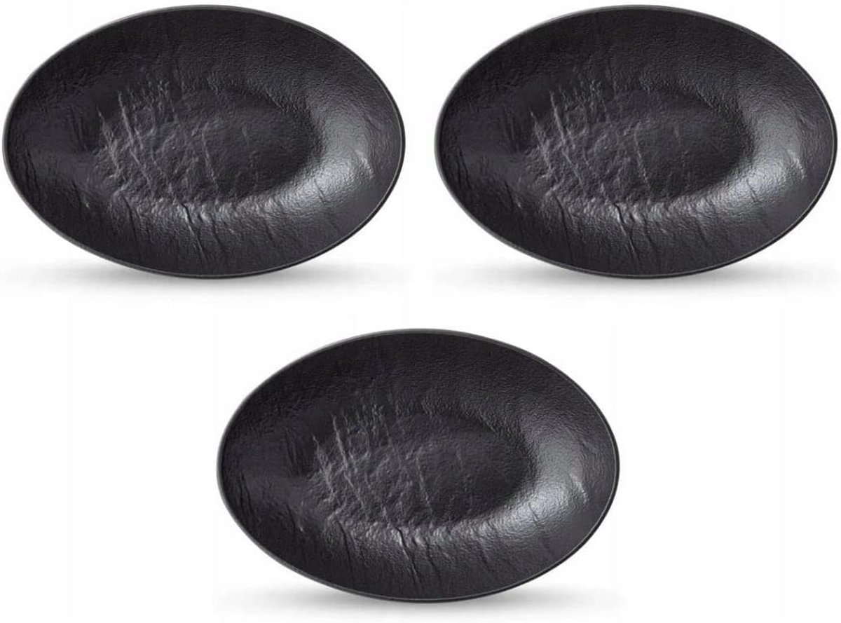 Ovale schaal 25cm - zwart porselein - hoogwaardig materiaal - perfect voor serveren - ShopVlot