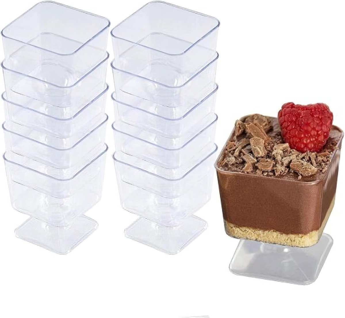 Mousseglazen 60 ml - Transparant kunststof - Set van 10 - Perfect voor feestjes - ShopVlot