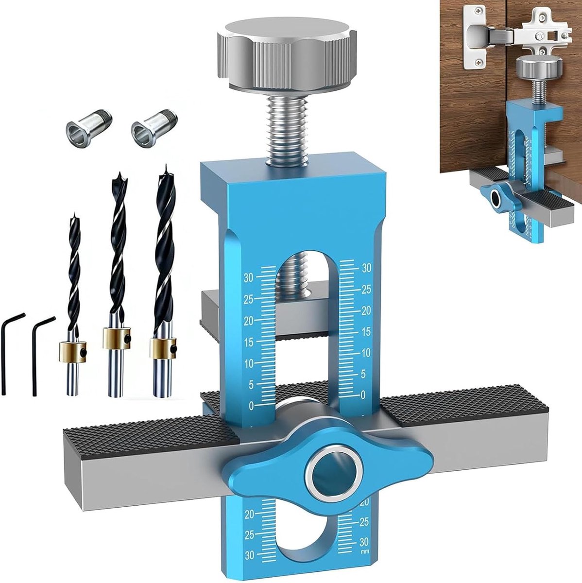 Kastdeur montagehulp set - 2-in-1 met 3 boren - aluminiumlegering - voor nauwkeurige deurpositionering - ShopVlot