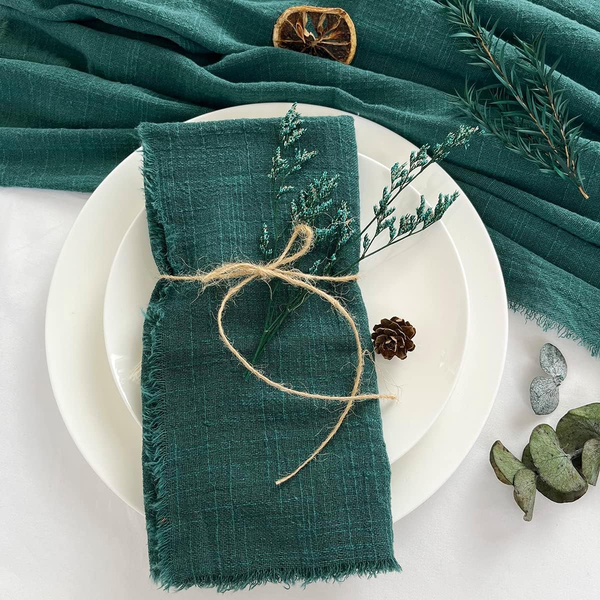 Servetten 42x42cm - groene gaas katoen - herbruikbaar - ideaal voor kerst en bruiloften - ShopVlot