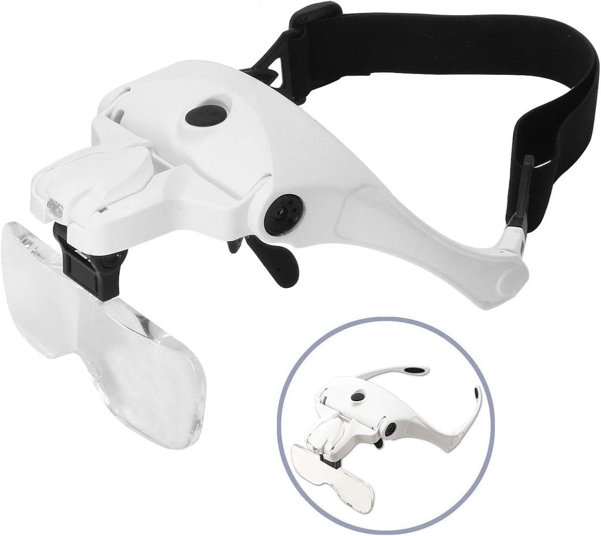 Hoofdmagnifier met verlichting - 5 verwisselbare lenzen - ideaal voor precisiewerk - lees- en knutselhulp - ShopVlot