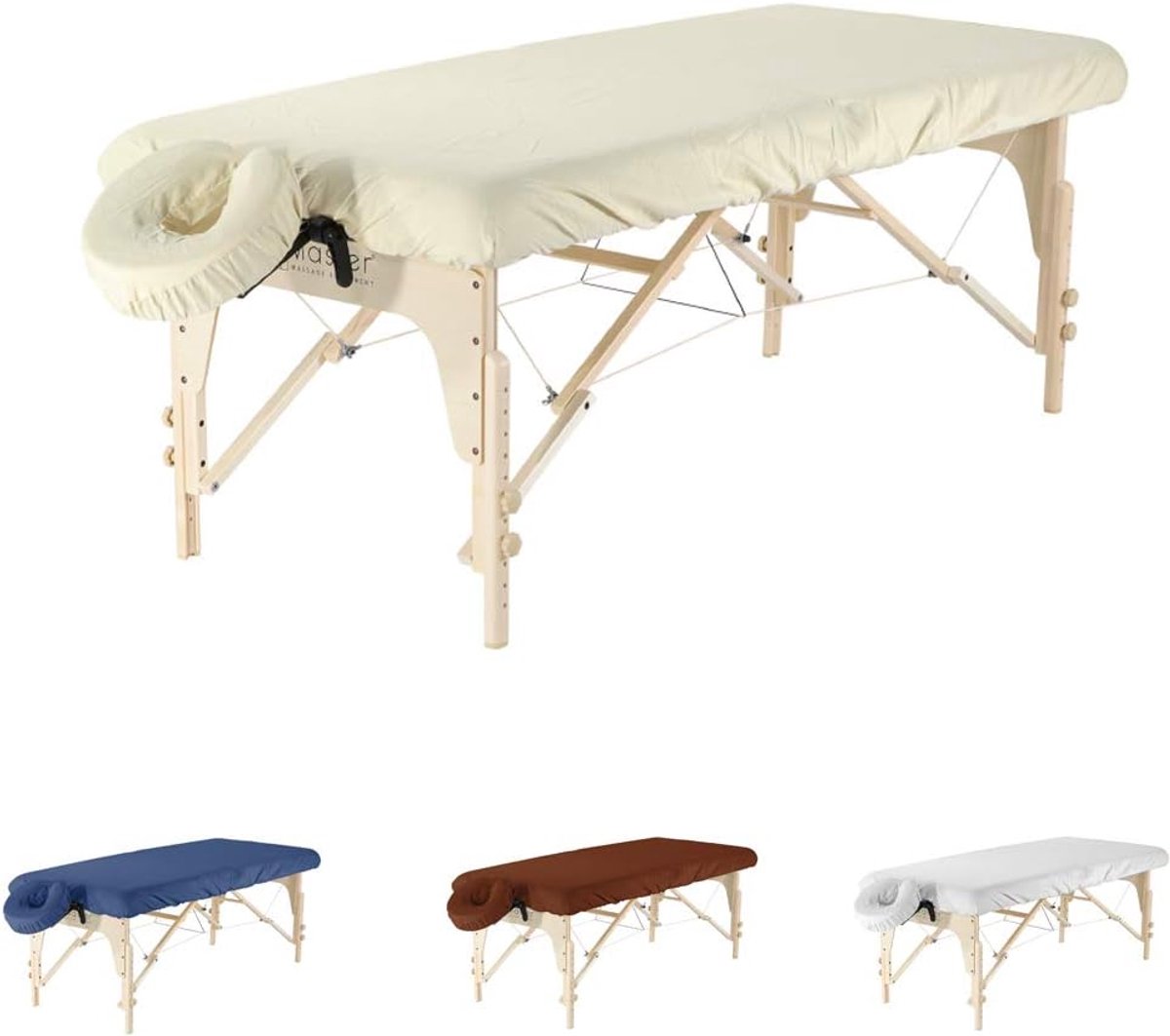 Massage cover set 216 x 88 cm - microvezel - beige - ademend en wasbaar - ShopVlot