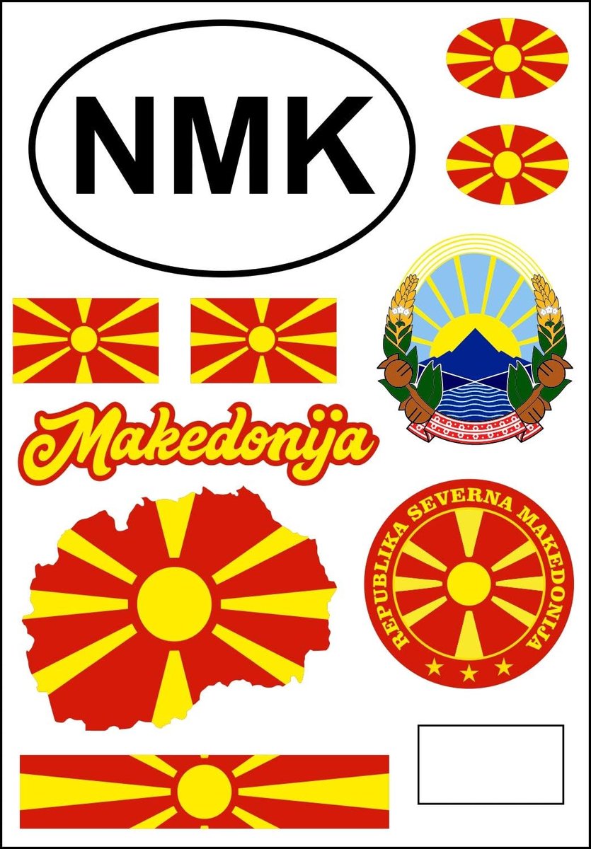 Stickerblad Macedonië - 9-delige set - Waterdichte vinyl - Versier je auto of motor - ShopVlot