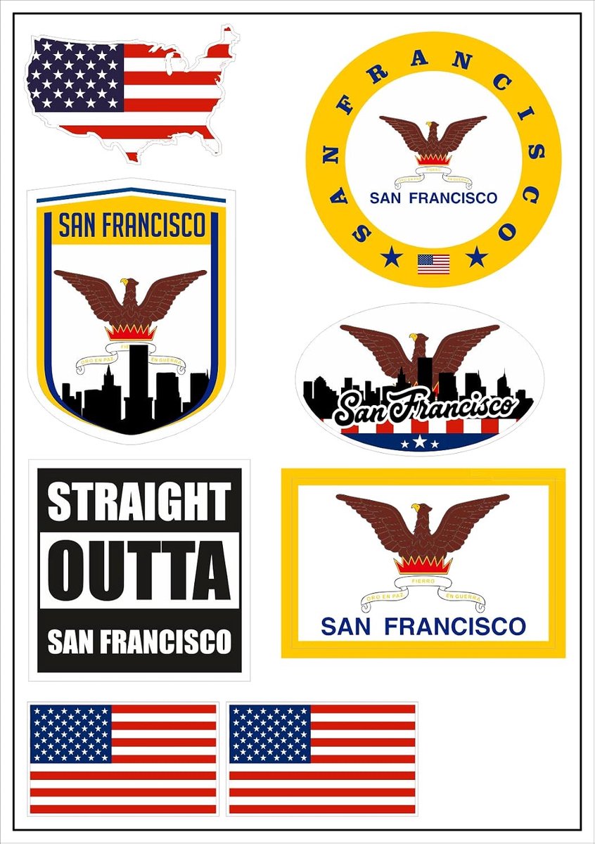Stickerkaart San Francisco 8-delig - Vinyl - Waterproof - Ideaal voor auto of motor - ShopVlot