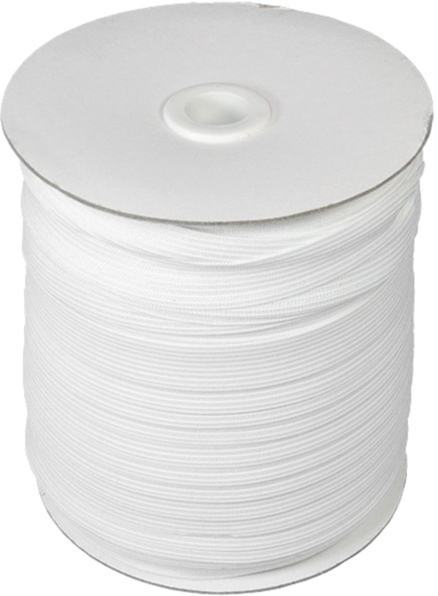 Elastiek Wit 25 mm x 5 m - Geknoopt, plat en flexibel