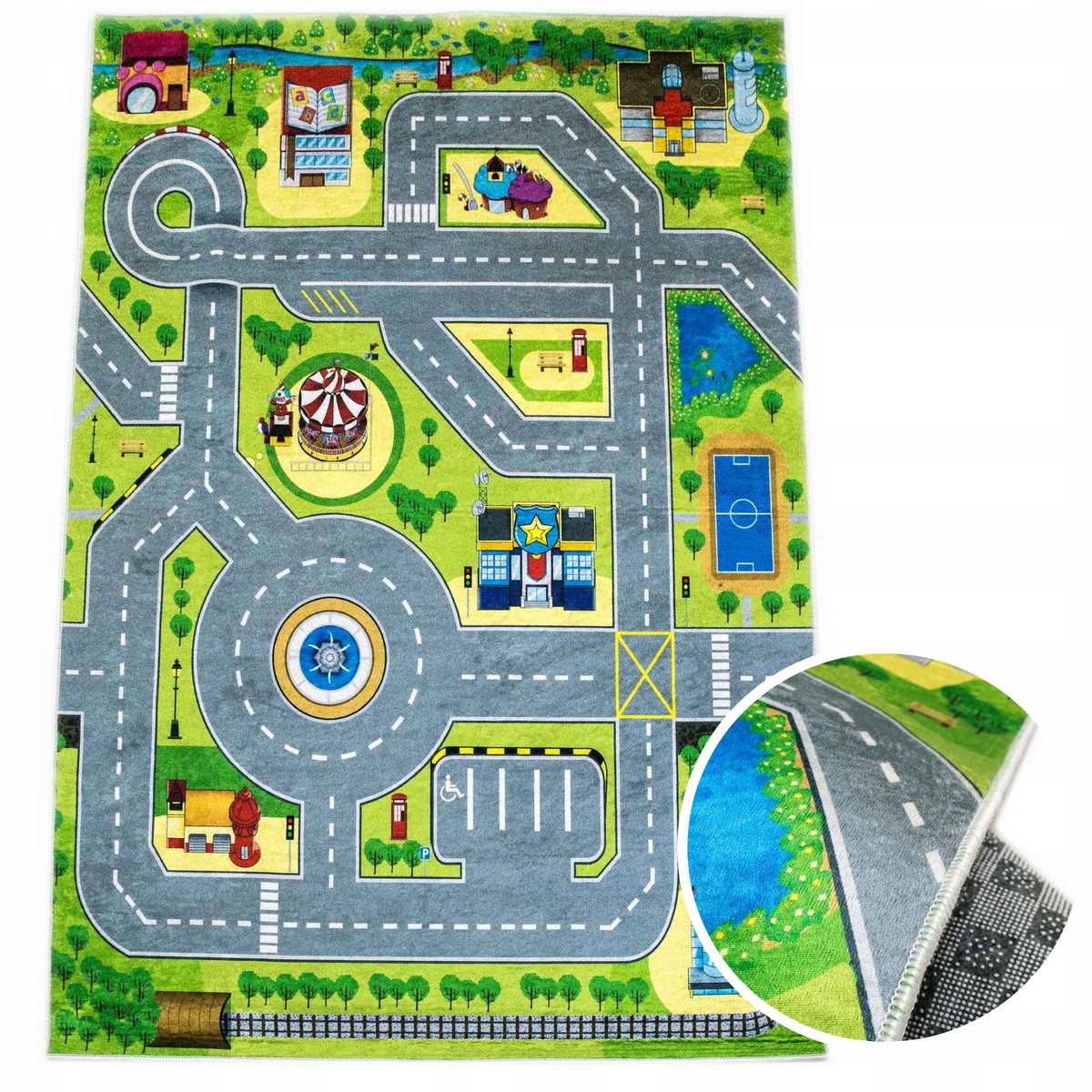 Antislip Kinderkamer Vloerkleed Stad Straat School 140x200cm