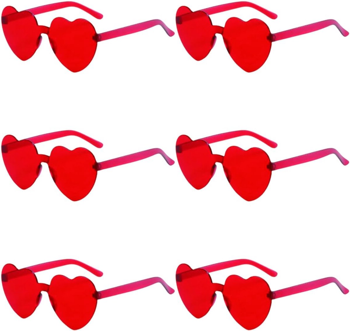 Hartvormige zonnebril 6 stuks - design zonder lunette - partybril voor feesten - vrolijke accessoire - ShopVlot