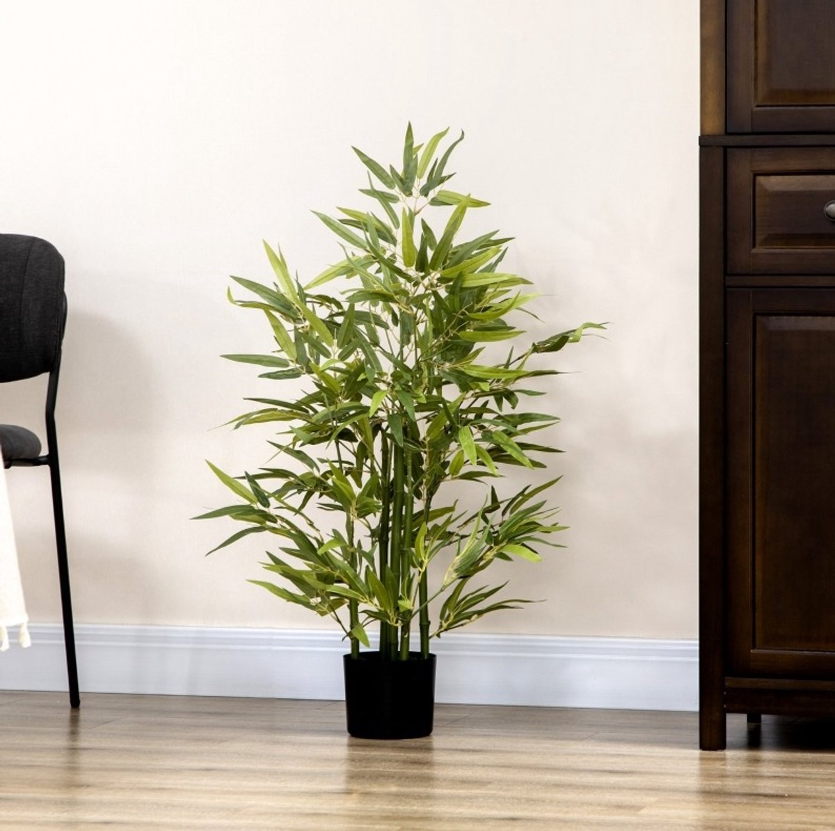 Kunstplant Bamboe 90 Cm Realistisch Groen In Pot Voor Binnen - 504 Bladeren - Onderhoudsvrij - Decoratie Voor Woonkamer En Kantoor