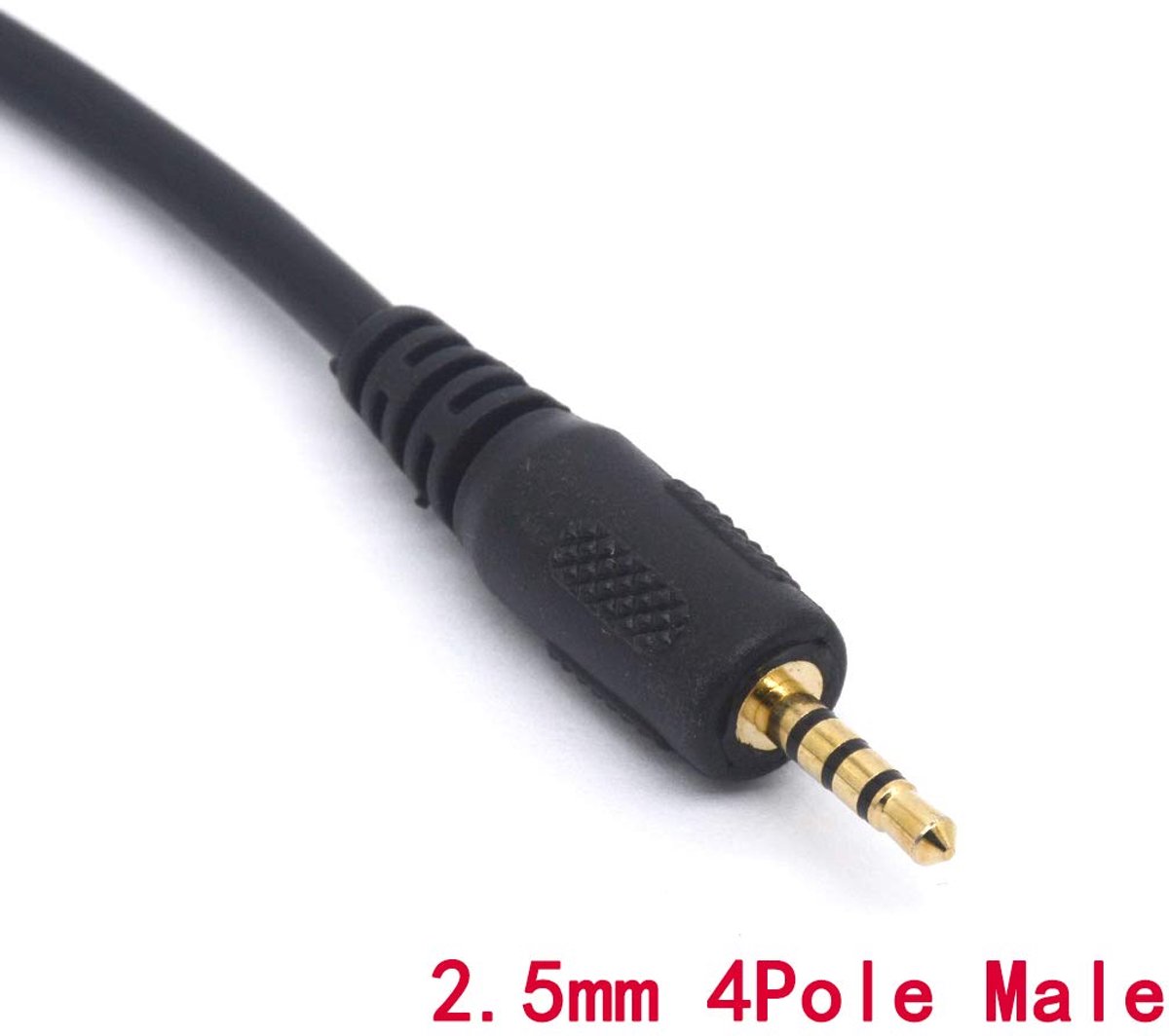 Tomost 2.5mm Male to 3.5mm Female Cable Headphone Audio Converter 4 Poles Stereo Adapter (20cm) - ShopVlot