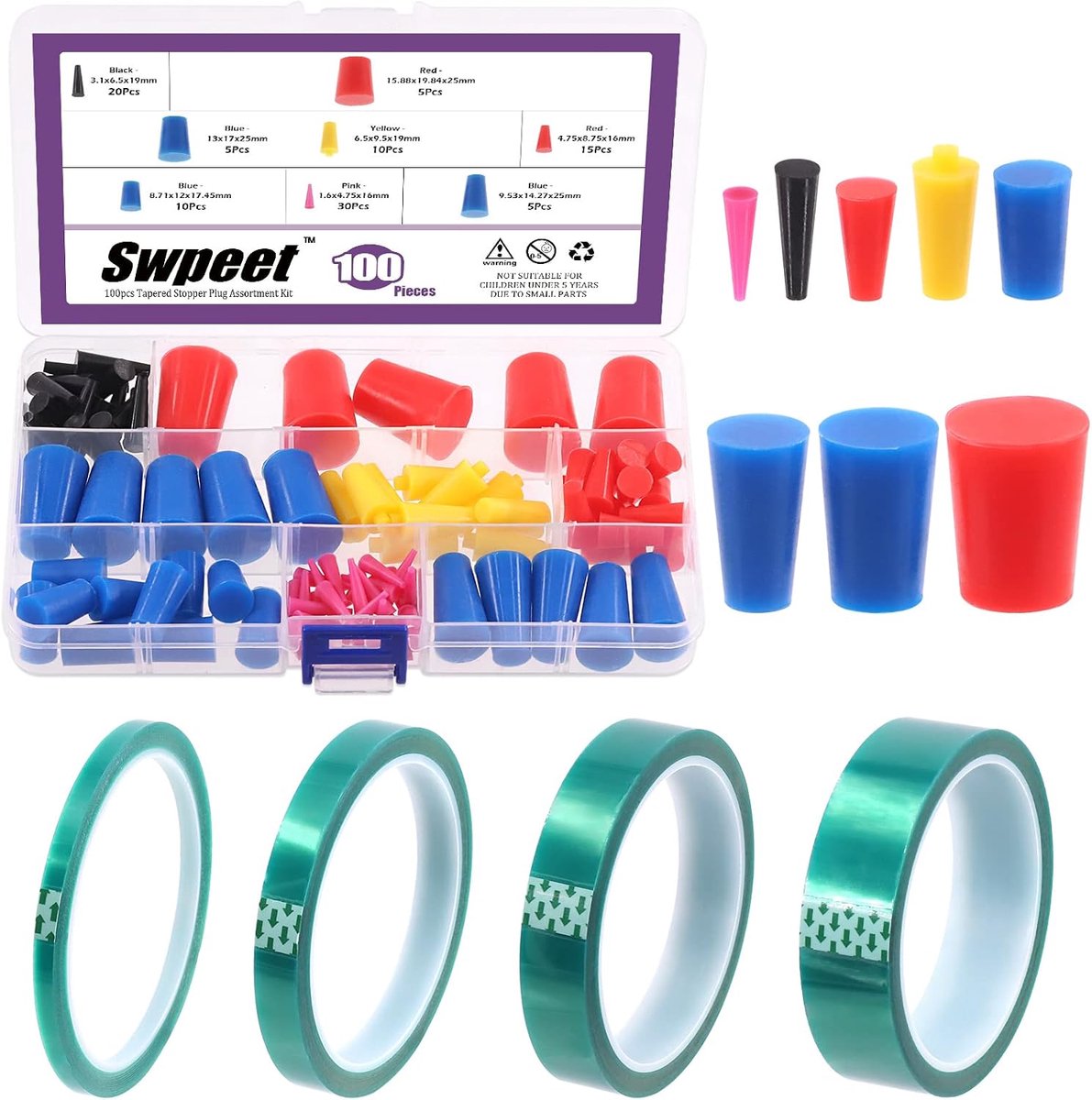 Maskingtape 36 Yards 4 Maten - Groen PET tape - Hoge temperatuur siliconen rubbersluiting - SnelShoppen