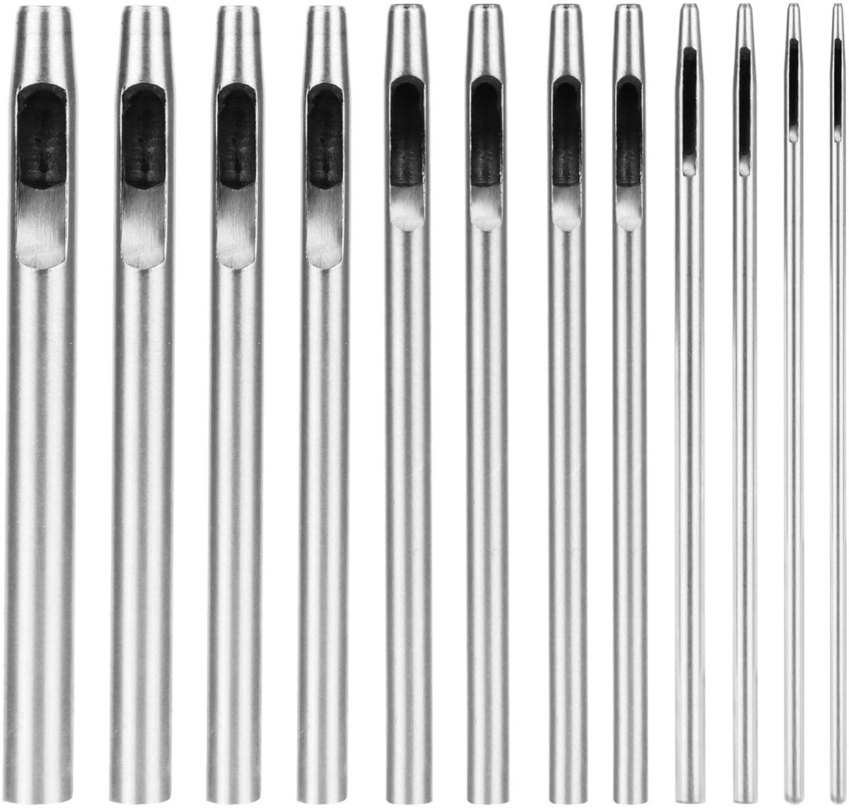 Holle perforator set 12 stuks - ronde leerponsen 0.5-6mm - veelzijdige maten - ideaal voor leerbewerking - SnelShoppen