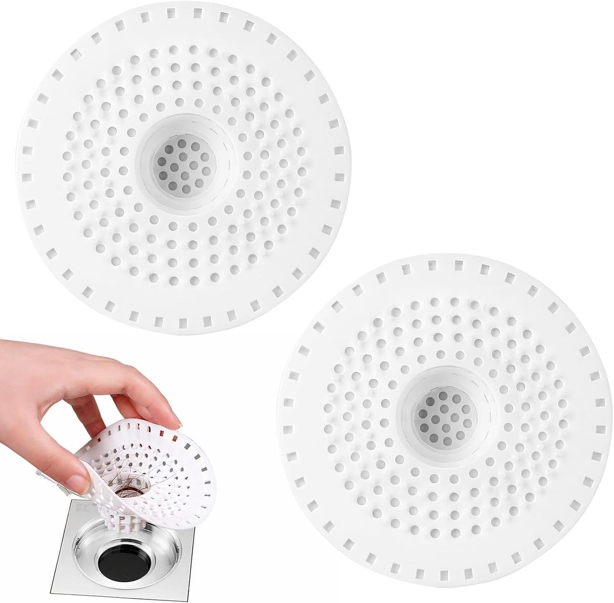 Afvoerrooster Haarfilter - 2 Stuks Siliconen - Universeel voor Douche, Wasbak en Badkuip - Voorkomt Verstopping - SnelShoppen