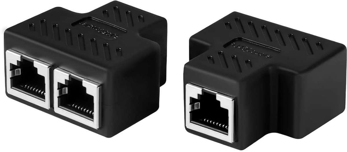 RJ45 splitter adapter - 2 stuks ethernet kabel verdeler - Cat7, Cat6, Cat5, Cat5e - ideaal voor netwerkaansluitingen - SnelShoppen