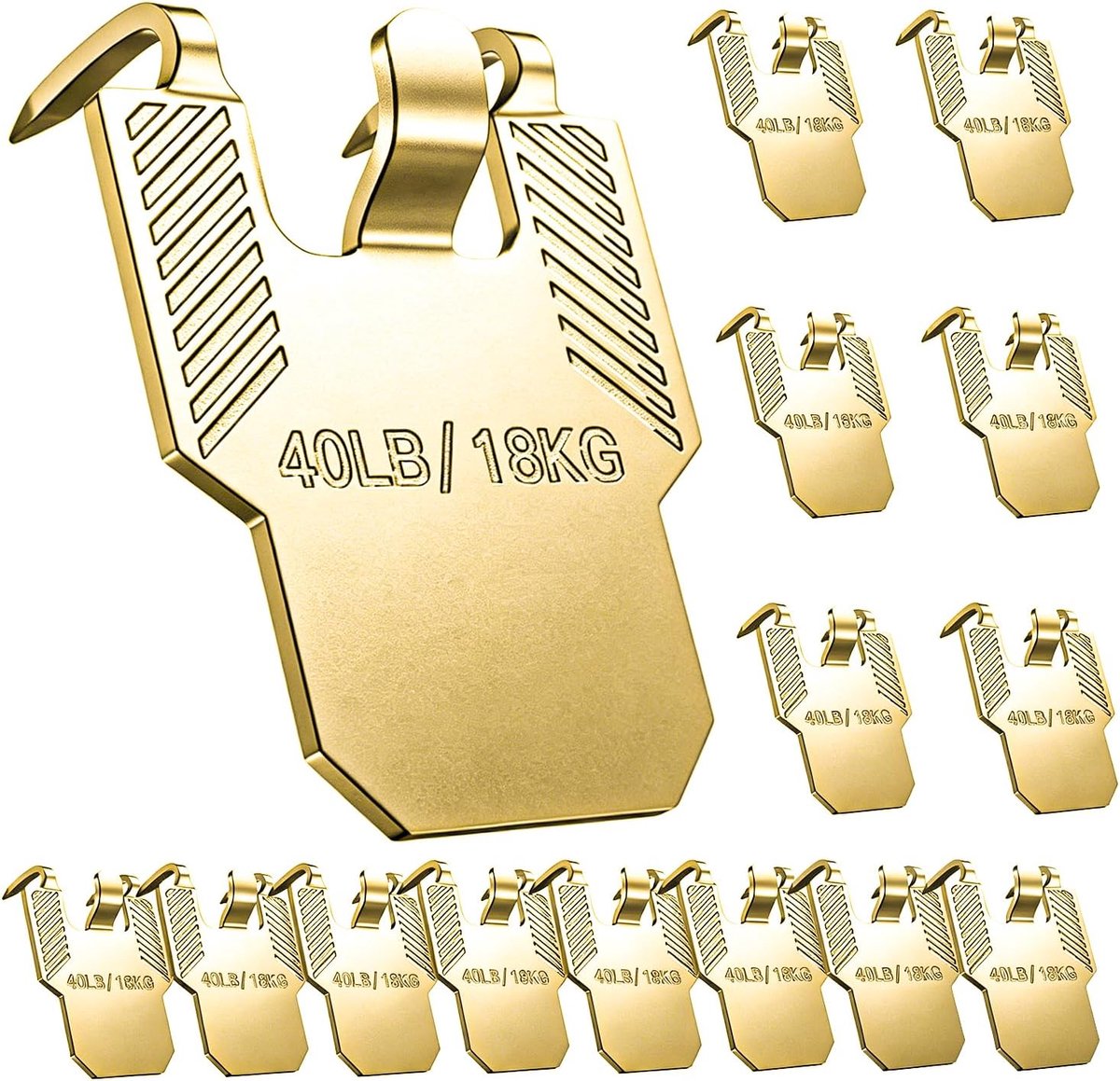 Schilderijhangers 15 Stuks - Zware Gipsplaat Haken - Goud - Bevestiging zonder boren - SnelShoppen
