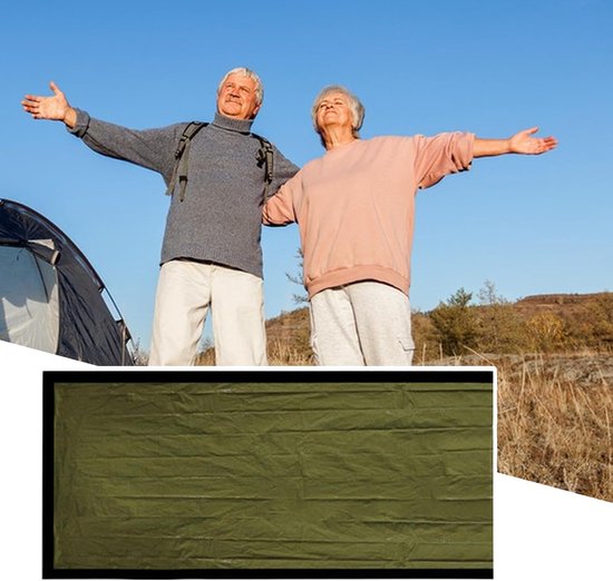 Nood Slaapzak - Reis Slaapzak - Buiten Overleven - Warmte Reflecterende Voering - 266x91 cm - Groen — afbeelding 4