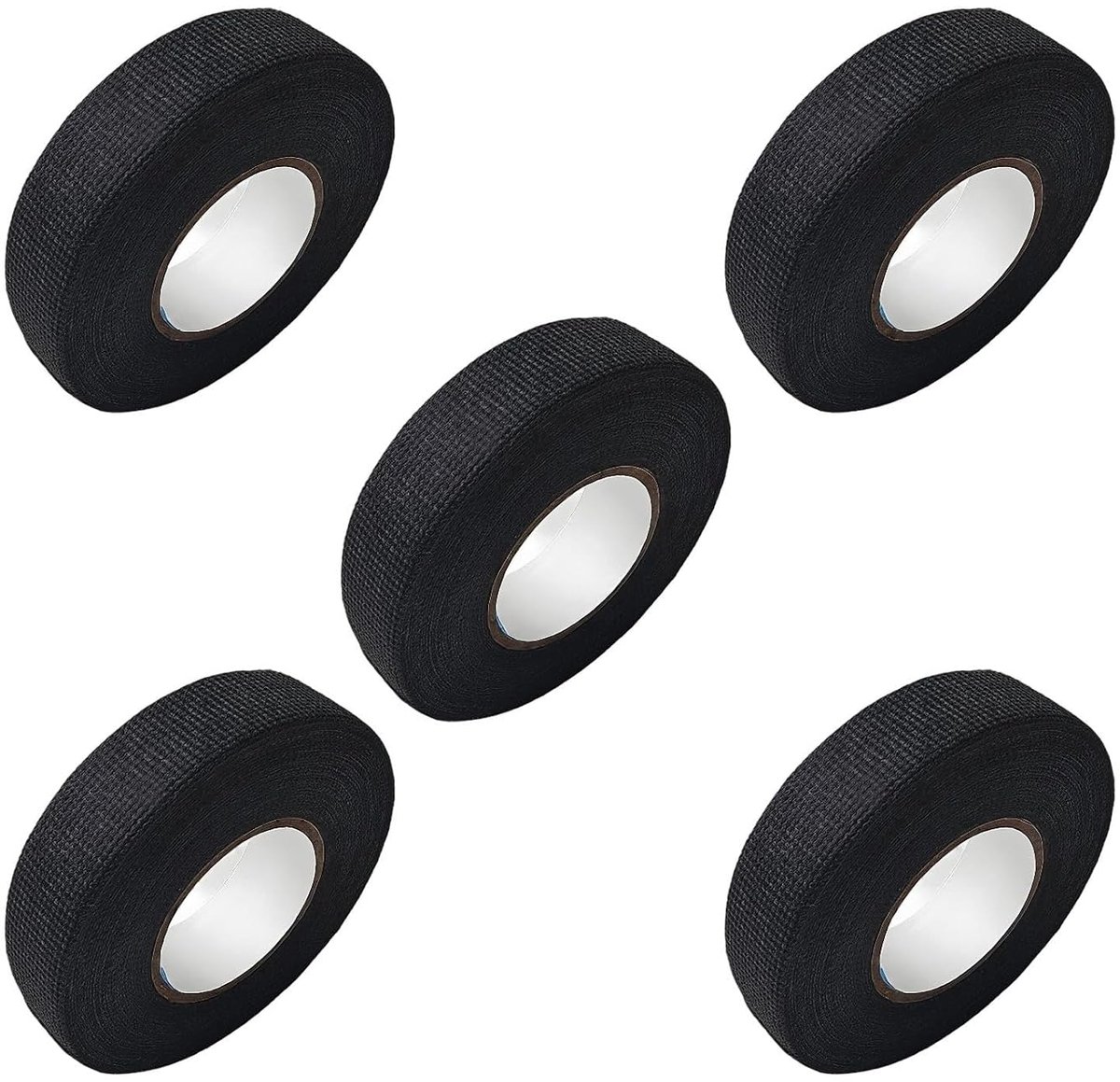 Zwarte afrollertape bedrading - 5 x katoenen tape - 19 mm x 12 m - bestand tegen hoge temperaturen - SnelShoppen