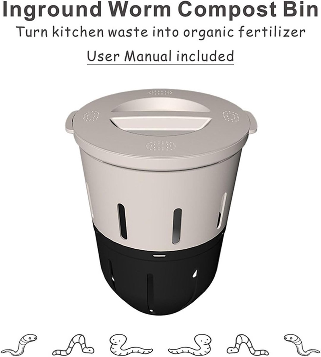 Ondergrondse Compostbak - Compostcontainer Tuin - Afval Verwerken - Dierenwerend Deksel - 125 Liter - Zwart