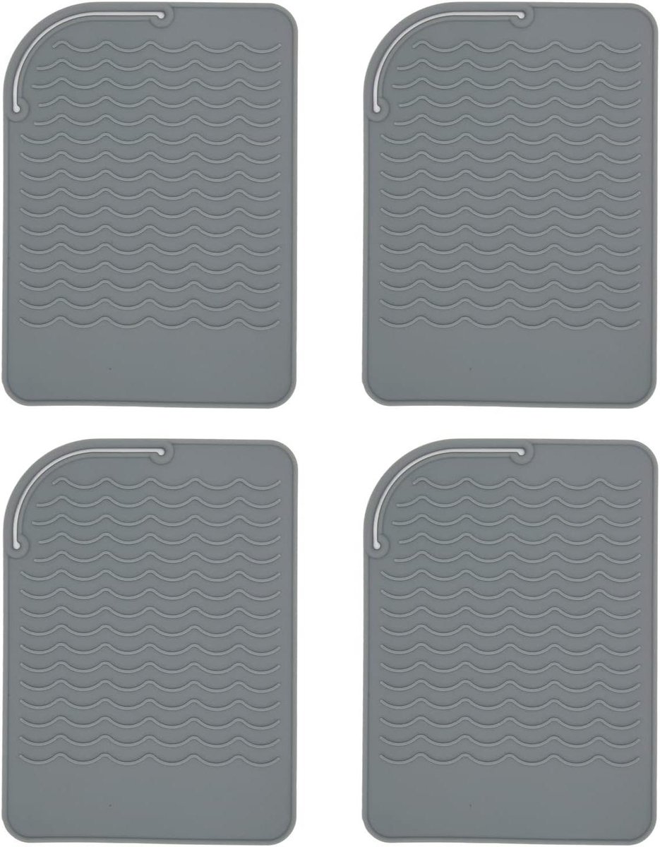 Hittebestendige Mat - Strijkijzer Pad - Bescherming Tafel - Antislip Golfpatroon - Eén maat - Grijs