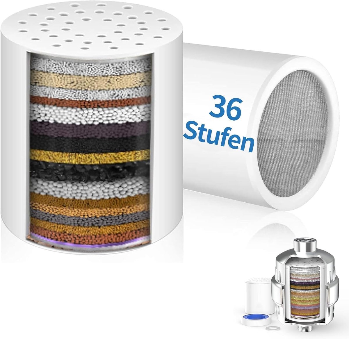 Douchefilter 2 stuks - 25-traps upgrade cartridge - KDF en anti-kalksysteem - verbeterde waterkwaliteit - ShopVlot