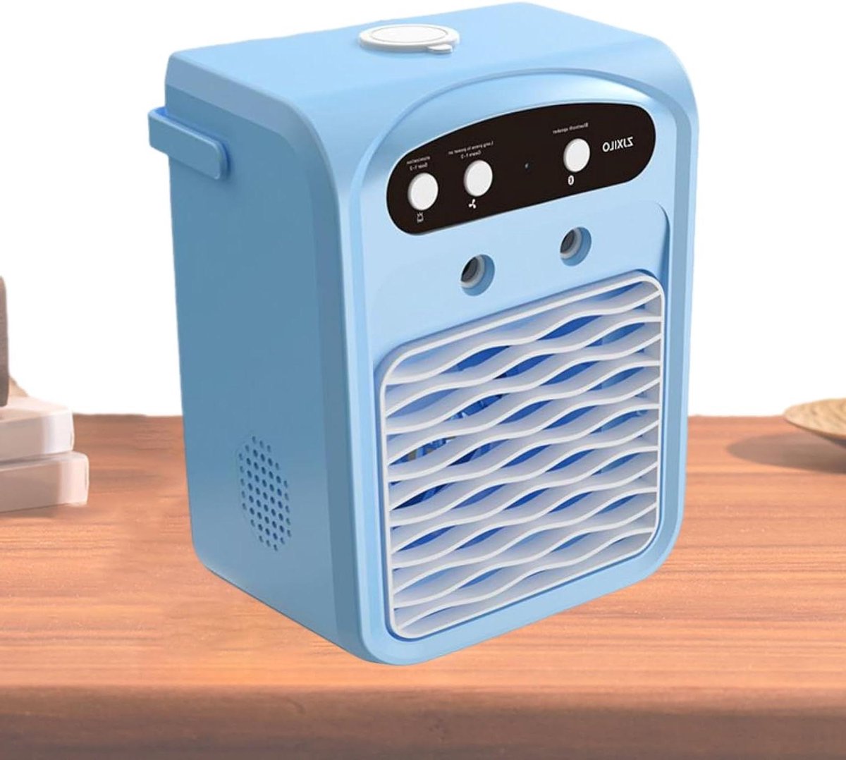 Draagbare Airconditioner - Mini Koeler Luchtbevochtiger - Persoonlijke Koeling - Met Ingebouwde Luidspreker - 1 Liter Tank - Blauw