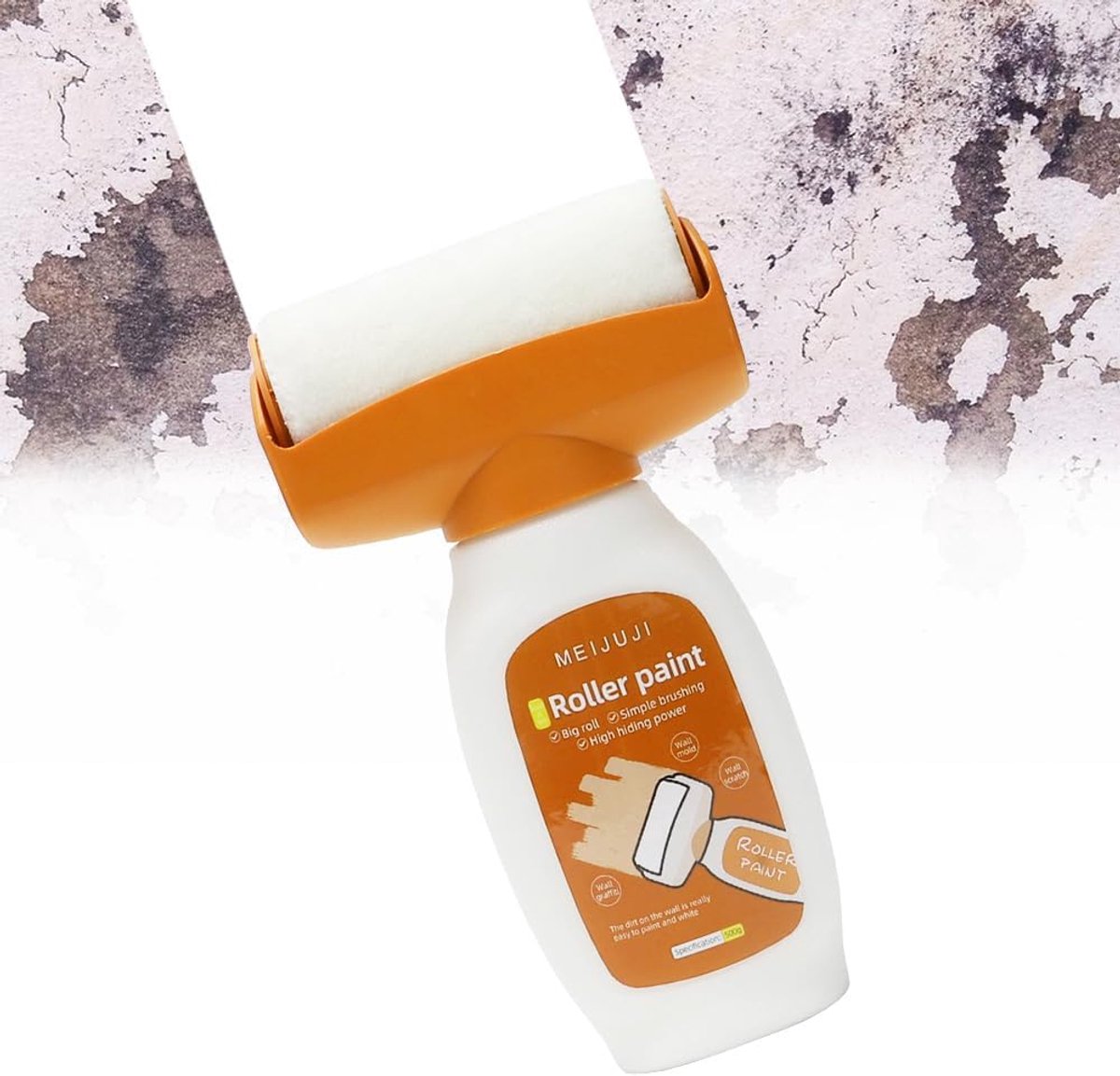 Muurverf reparatieverf 500 g - witte muurverf met verfroller - muurherstelset - ideaal voor graffiti vlekken - ShopVlot