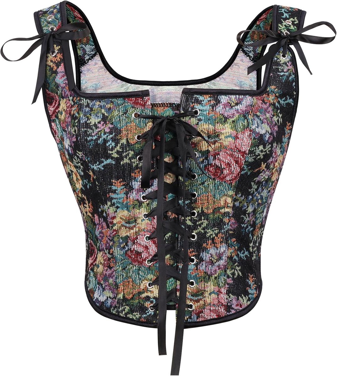 Korset vrouwen renaissance bloemen - middeleeuwse vintage bustier top - vetersluiting - elegant figuur - ShopVlot