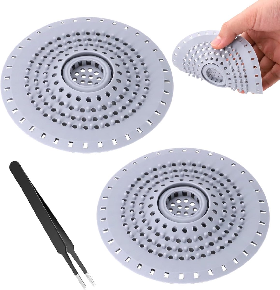 Afvoerfilter 2 Stuks - Silikon Haarstrainer - Universeel voor Douche en Bad - Bescherming tegen verstoppingen - ShopVlot