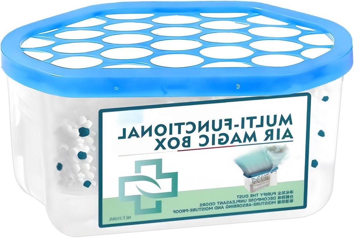 Luchtreiniger Stofbox - Luchtverfrisser Afzuiger - Frisse Binnenlucht - Automatische Stofafzuiging - 7x10x7 cm - Blauw