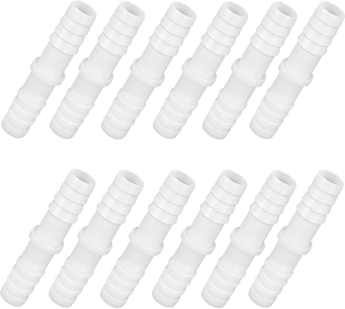 12pcs Hose Connectors, Straight Plastic, 12mm White Hose Fitting, Double Nipple, Barb Hose Fitting, Waterproof Hose - ShopVlot