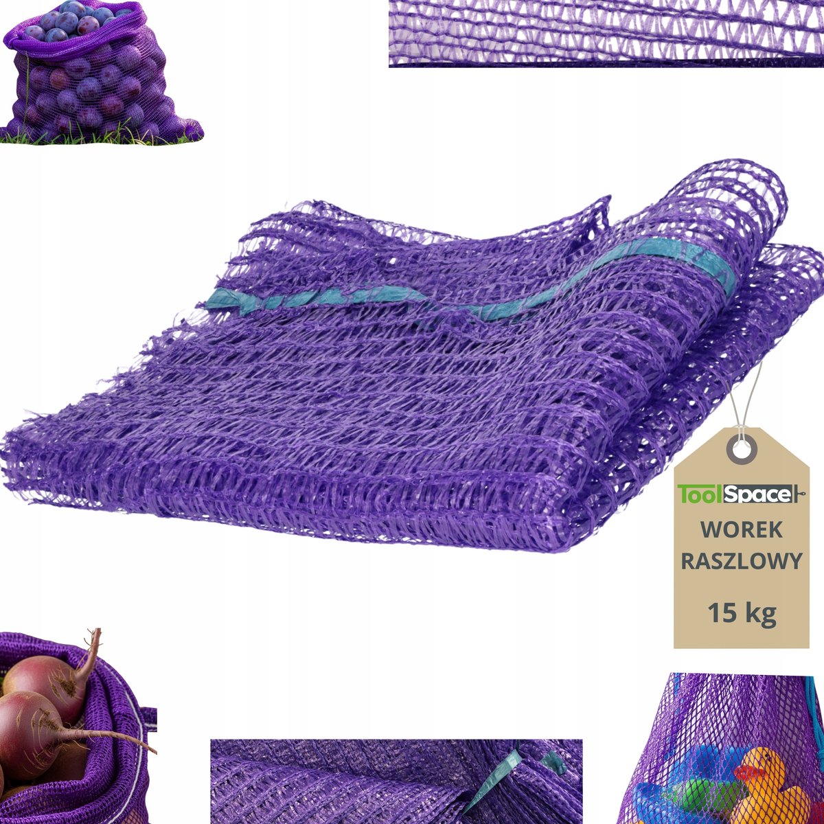 Paarse Raschelzakken 15kg - 42x60cm - Voor Groenten, Fruit & Hout