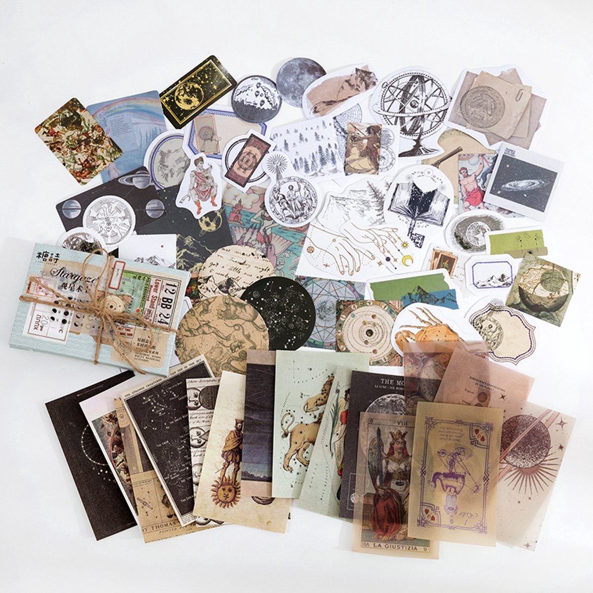 Casalora Vintage Stickers Set - 60 Stuks Scrapbook Stickers - Mix Materiaal Stickers voor Junk Journal, Scrapbooking en DIY Decoratie