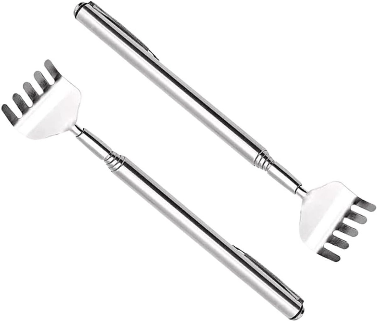 Rugkrabber 2 Stuks - Roestvrijstalen Telescopische Rugmassager - Draagbaar en Uitschuifbaar - Perfect voor Rugmassage - ShopVlot