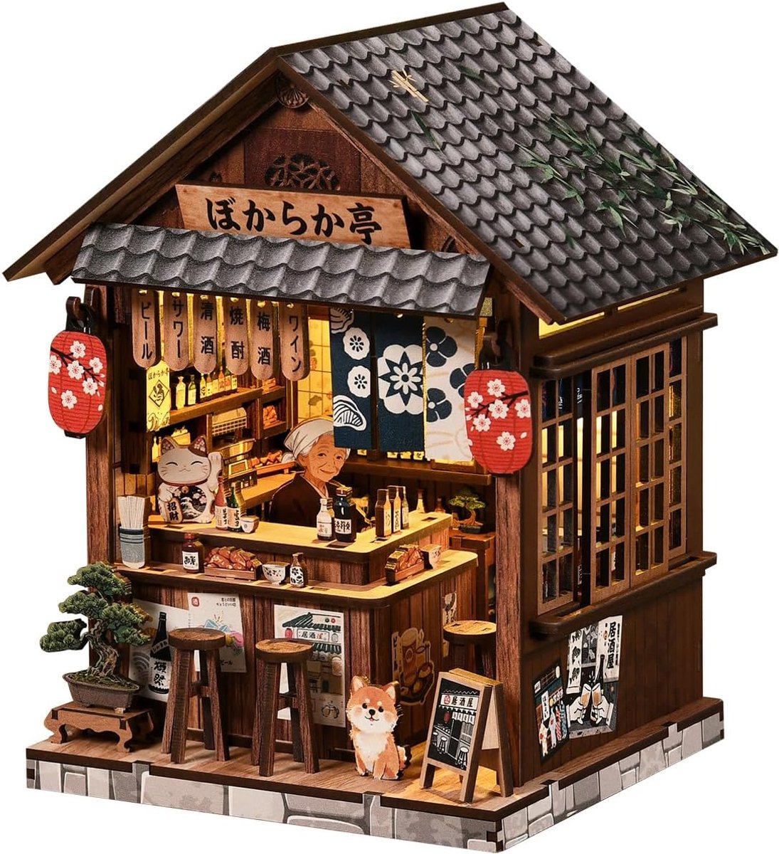 Boekenkast decoratie - Japanse Izakaya - 3D houten puzzel - DIY miniatuur huis - ShopVlot