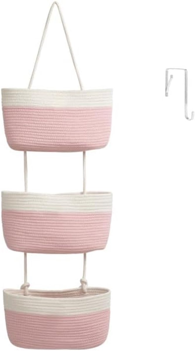 Hangmand voor de deur 3 verdiepingen - katoenen touw - wandorganizer - ideaal voor opbergruimte - ShopVlot