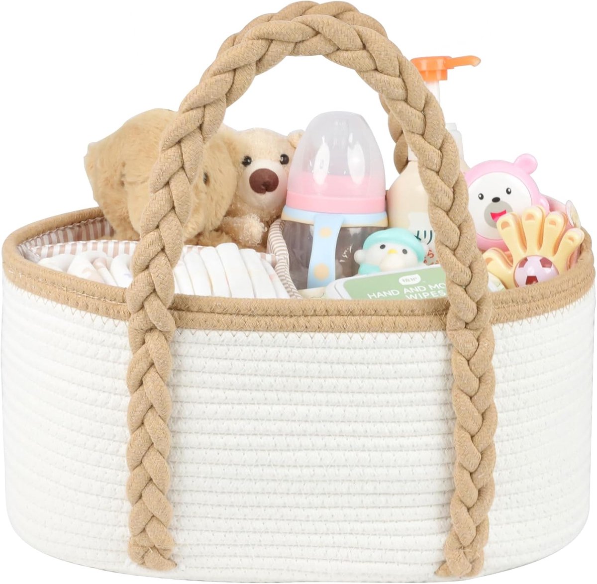 Baby luiertas caddy organiser - met verwijderbare compartimenten - robuust katoen - perfect voor onderweg - ShopVlot