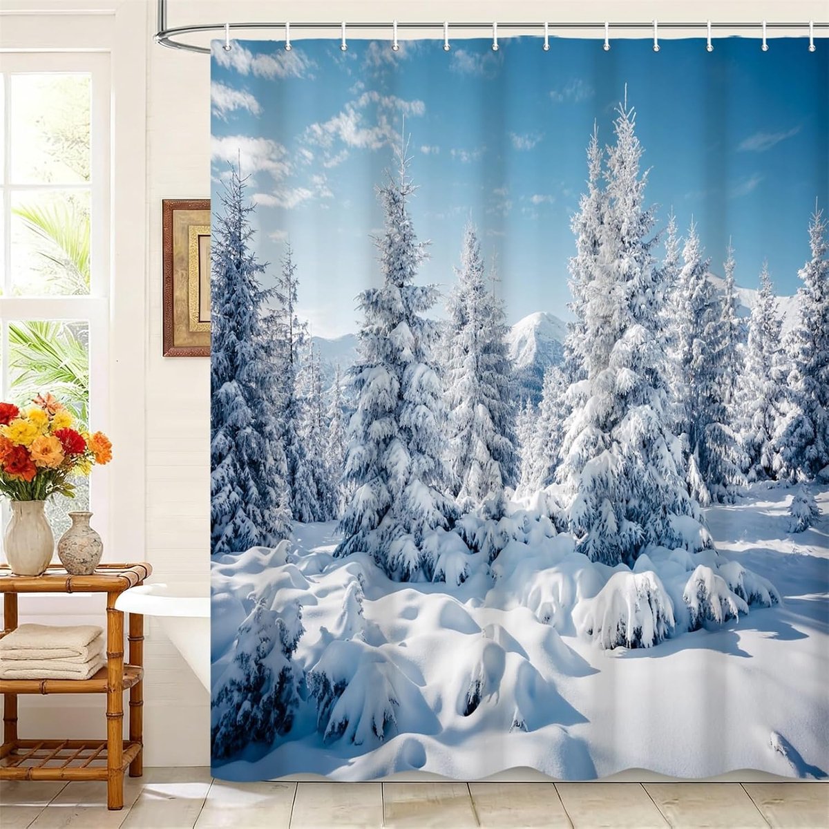 Douchegordijn 180x200cm - Polyester - Waterdicht - Winterse decoratie voor badkamer - ShopVlot