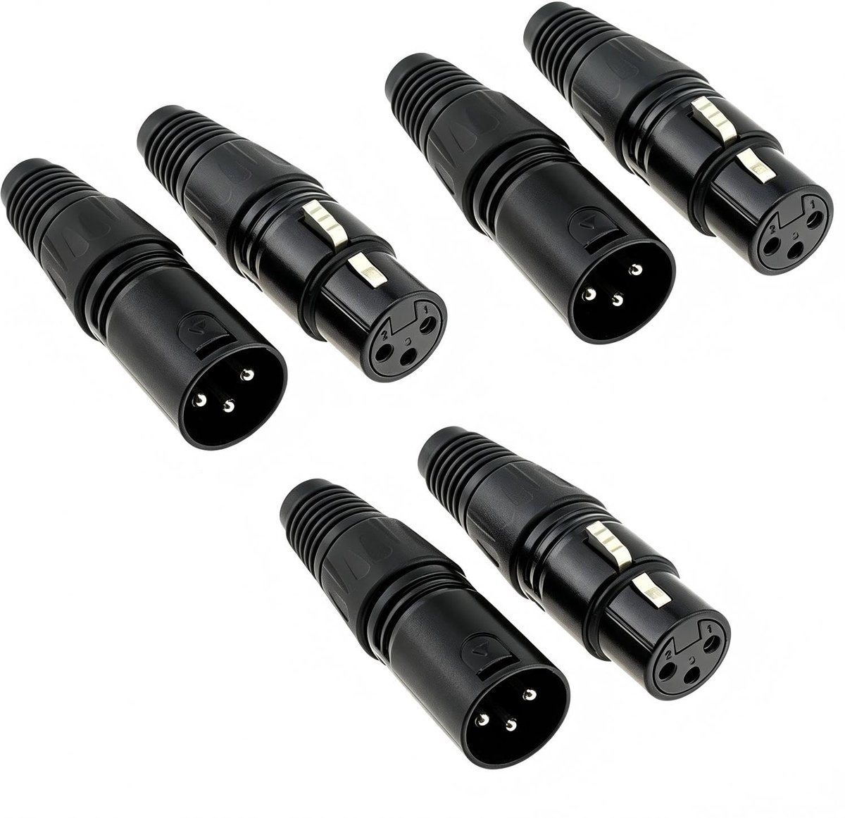 XLR female female 3-pins audio adapter - 3 paar - compact design - ideaal voor microfoons - ShopVlot