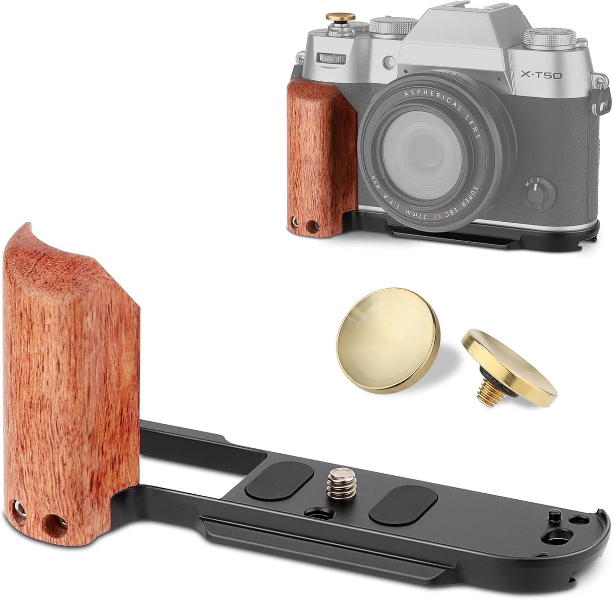 L-vormige camera handgreep - houten grip - voor Fujifilm X-T50 - verbeterde ergonomie - ShopVlot