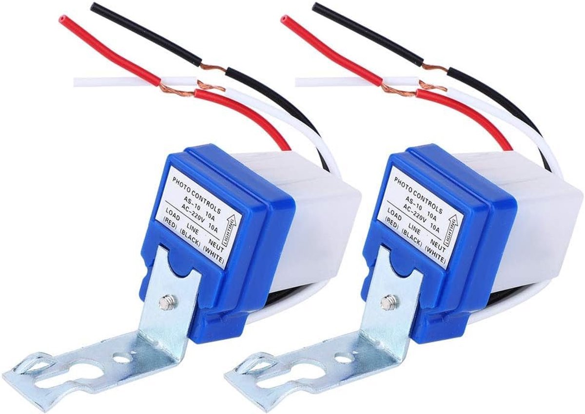 Photo schakelaar 220V 10A - 2 stuks - automatische lichtsensor - ideaal voor buitenverlichting - ShopVlot