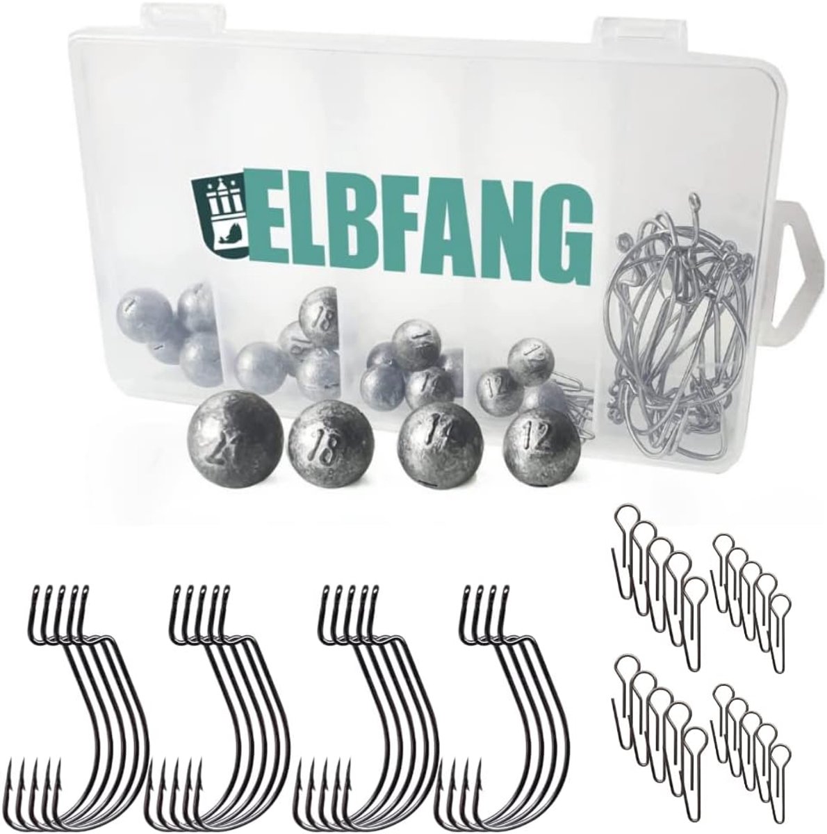 Texas Rig Jig Heads Set van 60 - 12g/14g/18g/21g - Inclusief 20 Offset Haken - Ideaal voor elke visserij situatie - ShopVlot