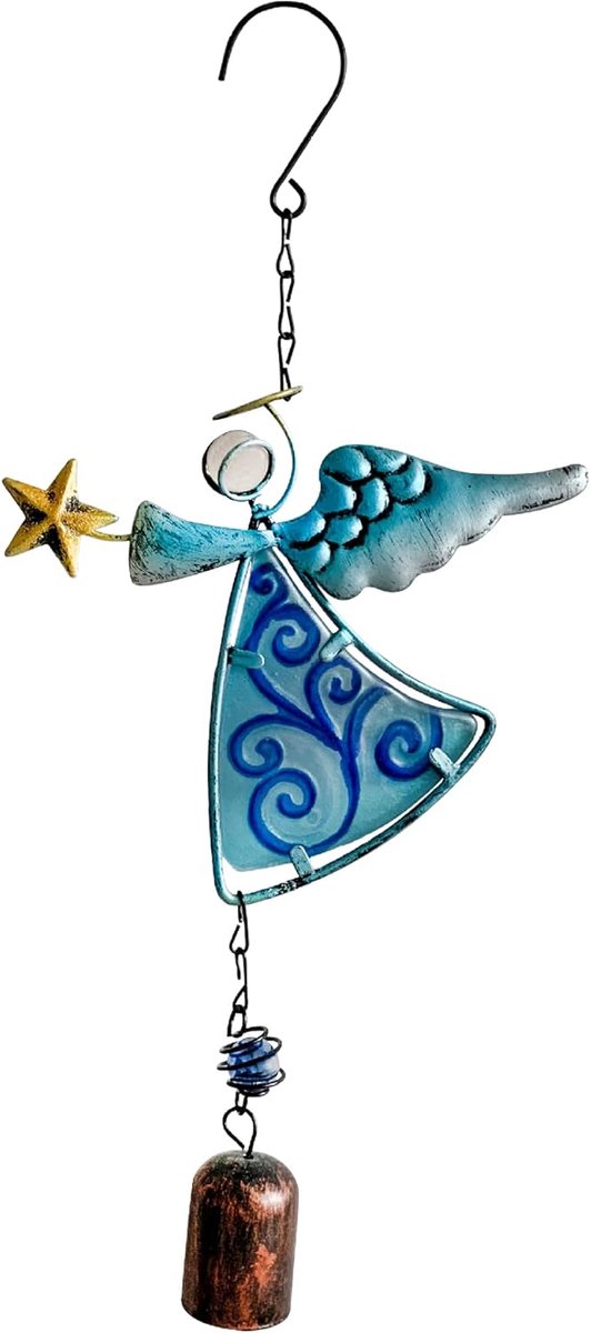 Windgong Engel Decoratie - Metaal - Blauw - Brengt geluk en vreugde - ShopVlot