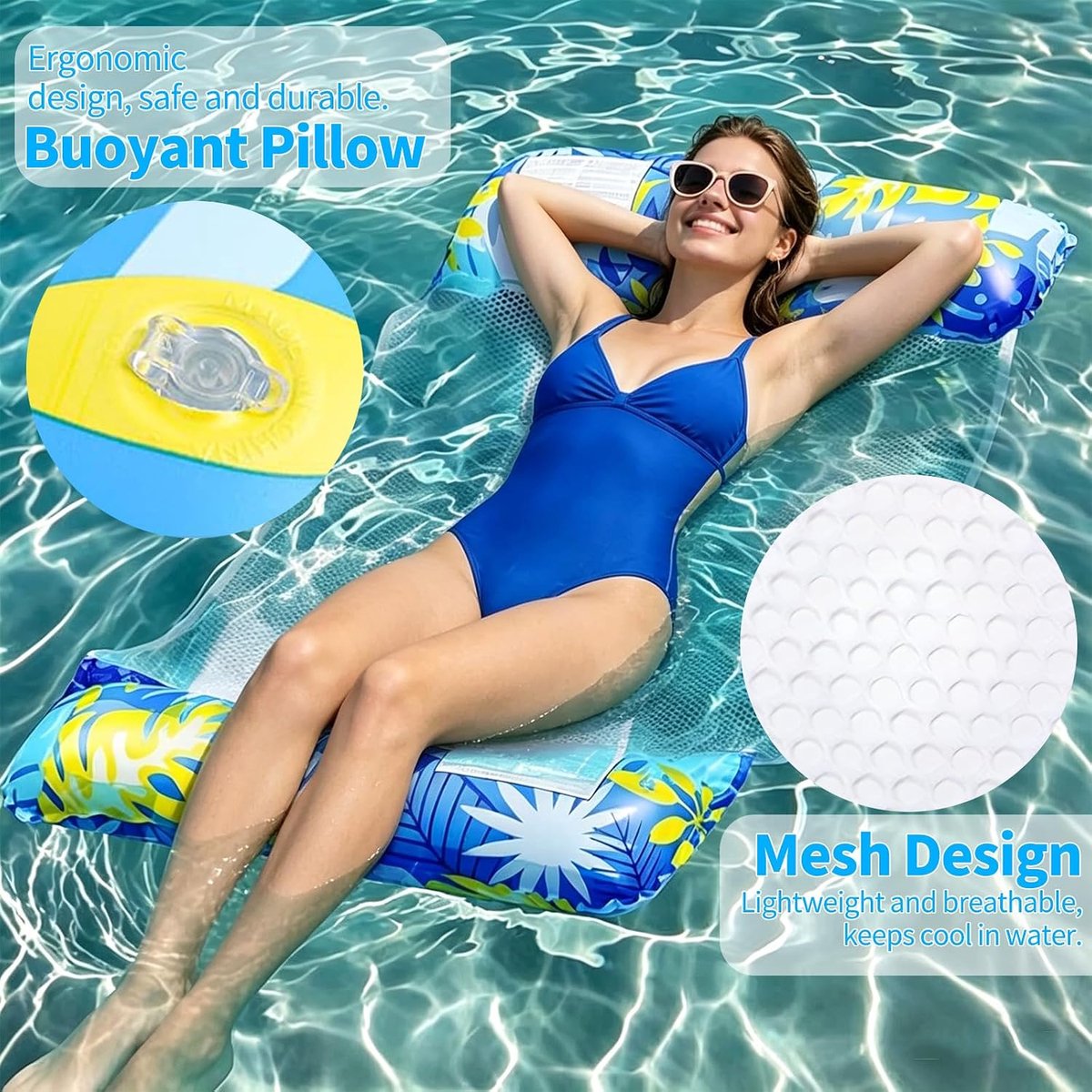 Opblaasbare Volwassen Zwembad Matras - Blauwe Water Hammock - 4-in-1 Functie - Perfect voor Ontspanning - ShopVlot