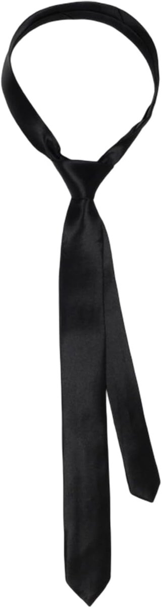 Vrouwenstrikje Lange Dunne Sjaal - Zwart Satijn - Formeel Accessoire - Perfect voor Kantoorkleding - ShopVlot