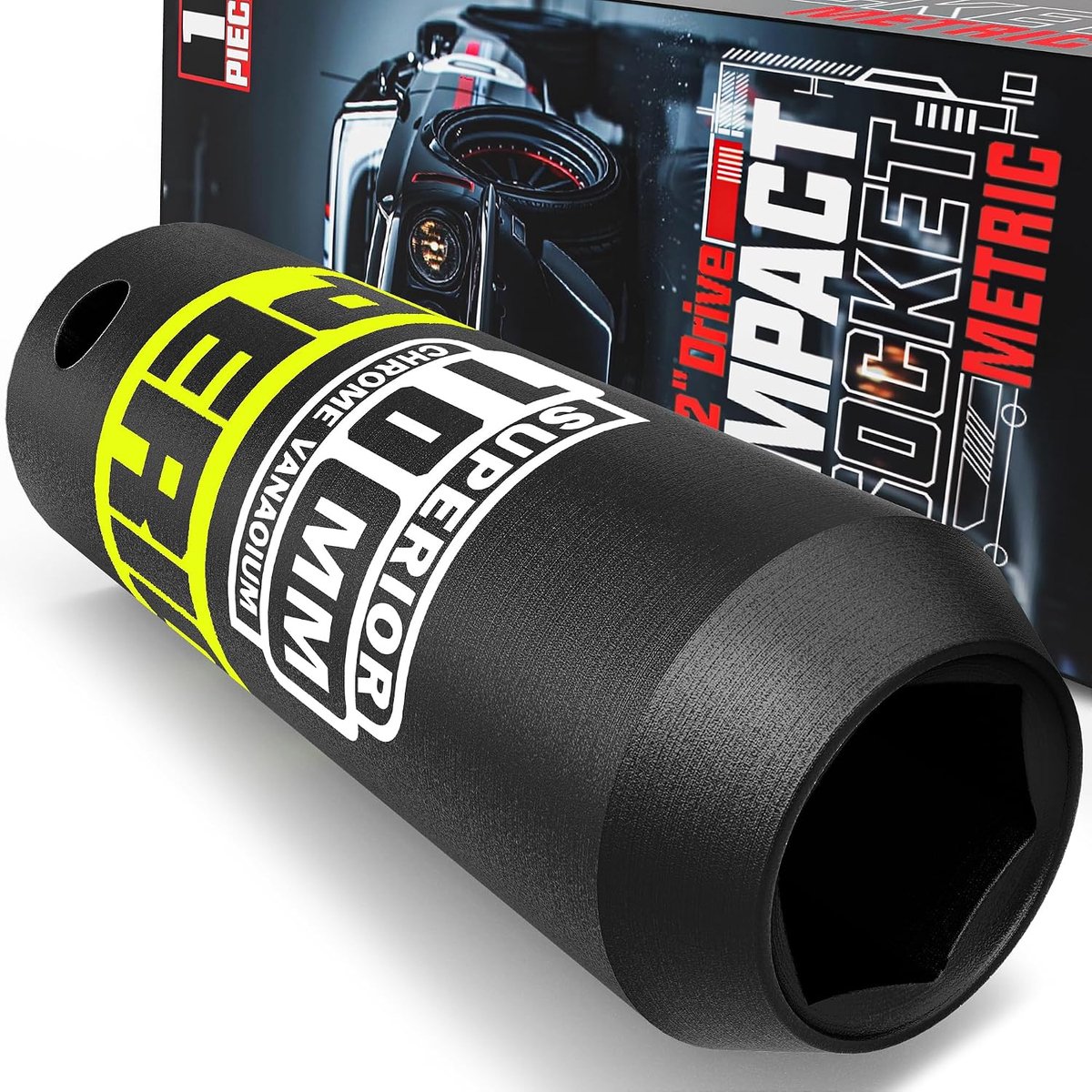 1/2" diepte impact dop - 10mm met hoge hardheid - lasergeëtste maatmarkering - ideaal voor autoschade - ShopVlot