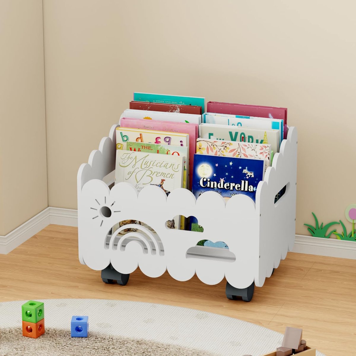 Kinderboekenrek - Montessori ontwerp - 2 verstelbare scheiders - stimuleert zelfstandigheid - ShopVlot