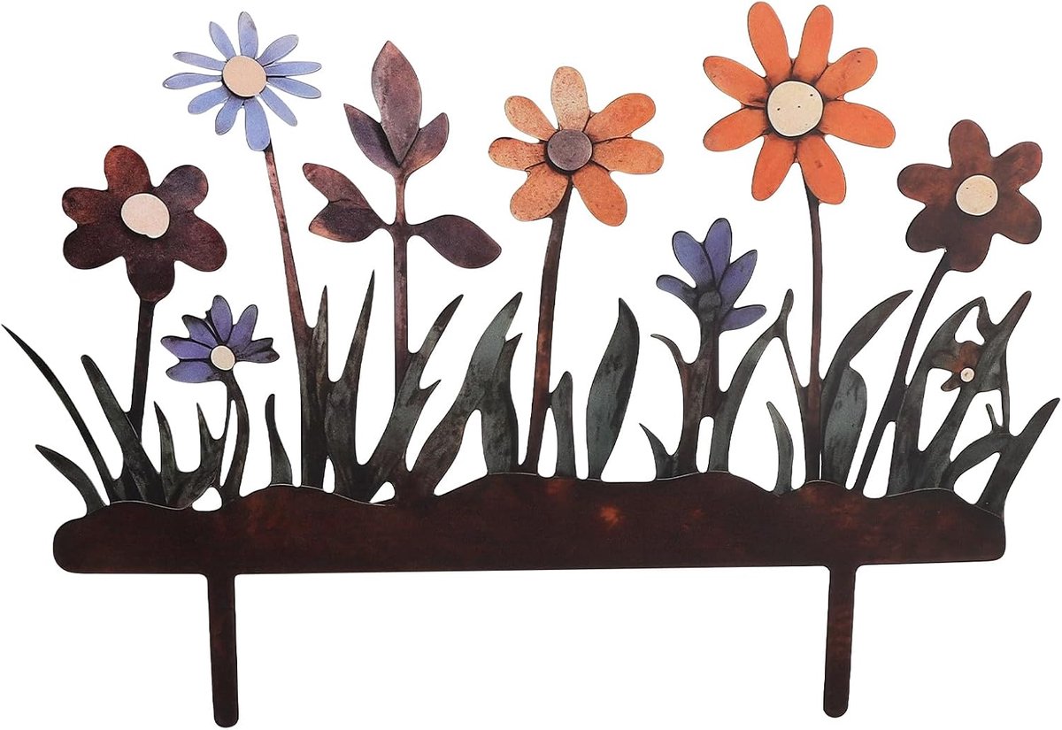 Metalen Bloemsteker Tuindecoratie - Roestkleur - Voorjaar Tuinsteker - Decoratief voor Tuin en Balkon - ShopVlot