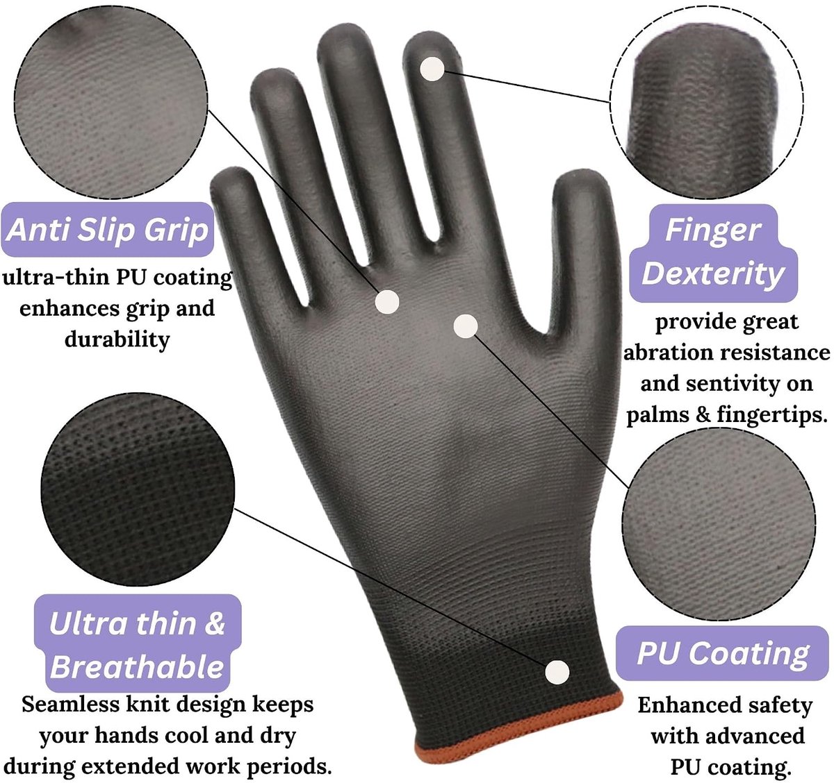 Veiligheidswerkhandschoenen Xlarge (10) - PU en nylon - niet-slip - optimale grip voor buitenwerk - ShopVlot